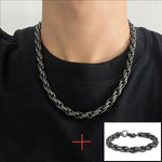 Vintage Oxidized Black Link Chain Bracelets For Men Motocycle Cuban Chain Stainless Steel Punk Rock Biker Jewelry Gifts