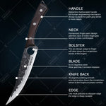 1 PC High Carbon Steel Boning Knife with Sheath Professional Kitchen Knife Multipurpose Fruit Vegetable Meat Fish Cleaver Sharp