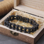 Punk Rock Stainless Steel Biker Mens Bracelet Link Chain Motorcycle Bike Bicycle Chain Bracelets Bangles Jewelry with wood box　