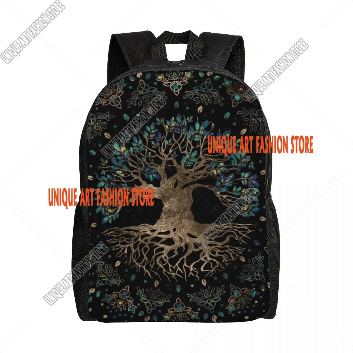 Viking Vegvisir Tree Of Life Backpack for Men School College Student Bookbag Fits 15 Inch Laptop Vikings Valhalla Moon Wolf Bags