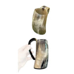 Handcrafted Viking Drinking Horn Mug - Rustic Coffee & Whiskey Cup with Handle
