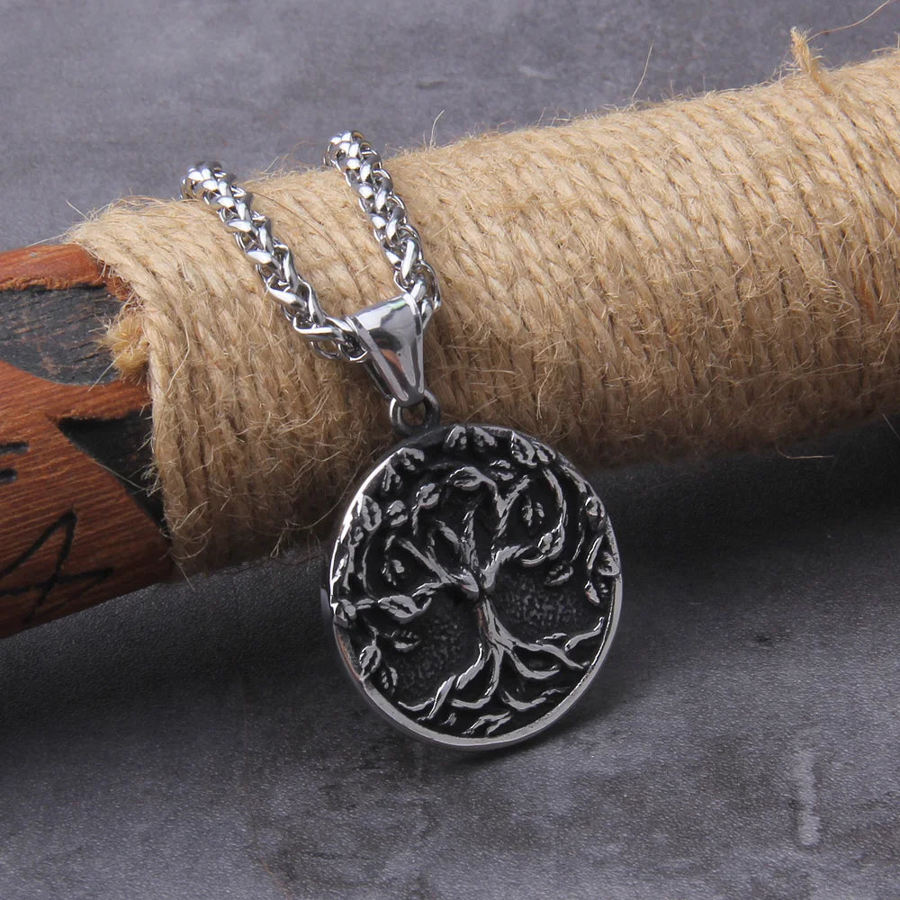 Tree of Life Amulet Stainless Steel Mens Necklac Simple Elegant Charm for Male Boyfriend Biker Jewelry Creativity Gift Wholesale