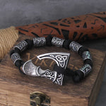 Never Fade Viking Axe punk beads bracelet for men stainless steel fashion climbing rope Jewelry with wooden box as gift