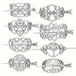 8PCS Hair Clips, Viking Celtic Hair Sticks, Celtic Knot Hairpin, Retro Silver Vintage Metal Hair Barrette, Viking Jewelry Clip