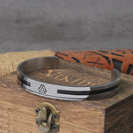 Stainless Steel Men's Handmade Nordic Valknut Bangle Viking Never Fade with wooden box as gift never fade