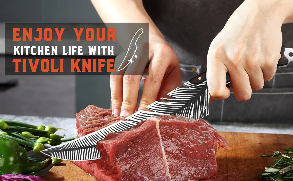 Feather Knife Hand Forged Viking Butcher Knife Boning for Meat Cutting Japanese Chef Knives with Sheath for kitchen Cooking