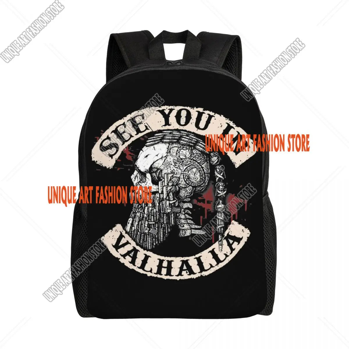 Viking Vegvisir Tree Of Life Backpack for Men School College Student Bookbag Fits 15 Inch Laptop Vikings Valhalla Moon Wolf Bags