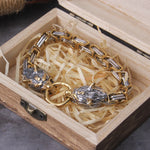 Never Fade Rock Viking Wolf Bracelet Men's Stainless Steel King Chain Wolf Punk Bracelets Biker Jewelry without box
