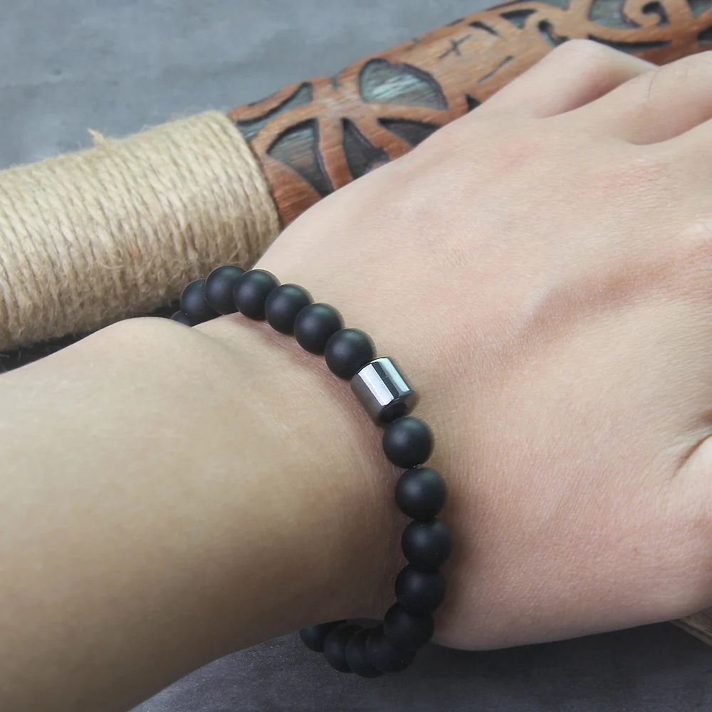 Stainless steel Runes Beads Men Bracelet Viking Rune Bracelet Fashion Charm Beads Bracelet wooden box