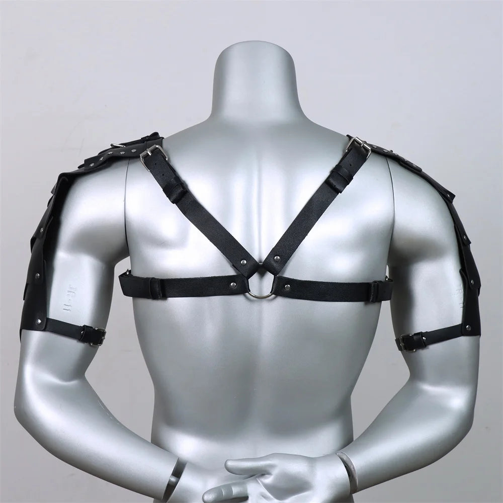 Medieval leather wide waistband brave knight role-playing Viking wristband Halloween Coplay shoulder armor accessory set