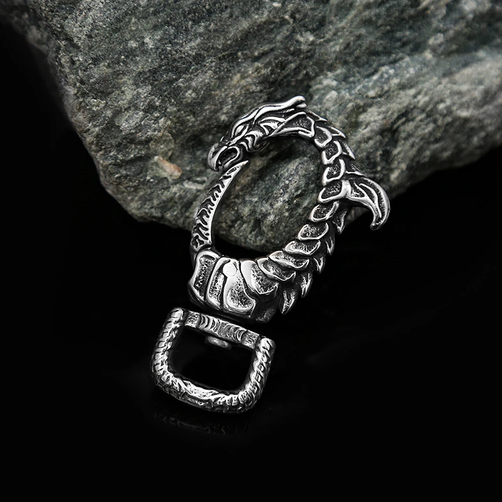 Vintage Punk Stainless Steel Vikings Dragon Keychain Fashion Rotatable Keyring Charm Car Key Accessories Male Jewelry Wholesale