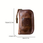 Viking Style Key Case Top Layer Cowhide Key Wallet, Large Capacity Retro Distressed Card Holder with Multi-function