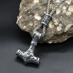 Norse Vikings Thor's Hammer Mjolnir Scandinavian Rune Amulet Keychain Stainless Steel Vegvisir Anchor Pendant Male Jewelry
