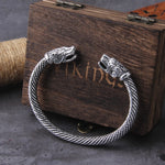 Nordic Viking Dragon Bracelet adjustable Men Wristband Cuff Bracelets with Viking Wooden Box