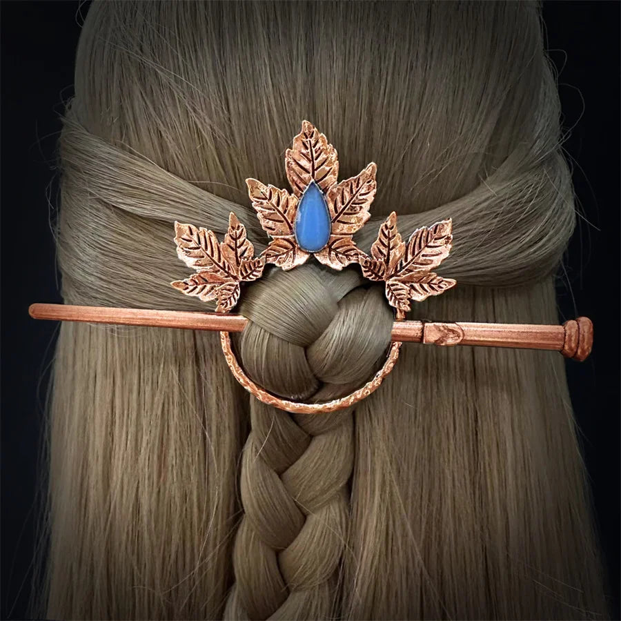 New Gothic Retro Cow Skull Skeleton Moonstone Hair Clips Hairpins for Women Fashion Deer Horn Hair Stick Hair Styling Tools