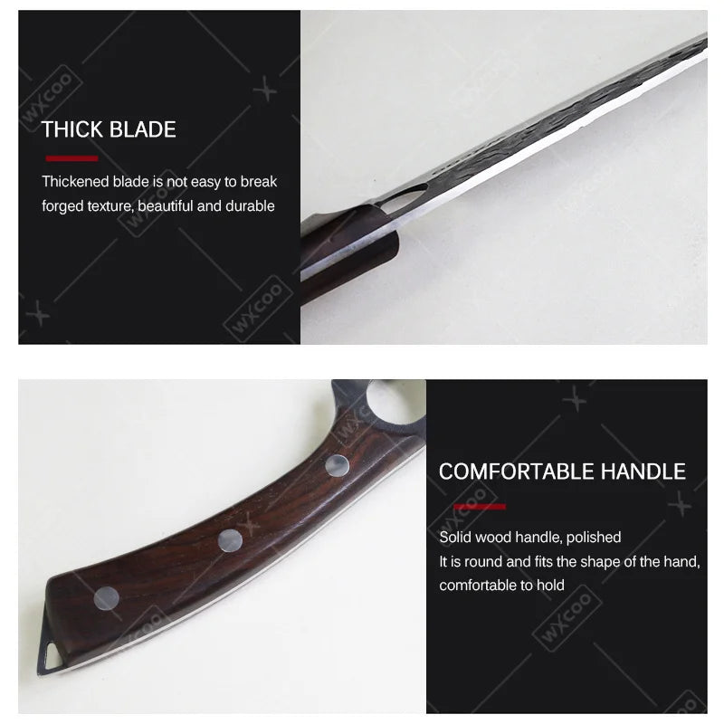 1 PC High Carbon Steel Boning Knife with Sheath Professional Kitchen Knife Multipurpose Fruit Vegetable Meat Fish Cleaver Sharp