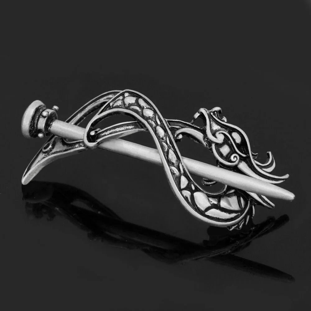5 Pcs Viking Celtic Long Hair Clips - Vintage Silver Celtic Knot Hair Stick Jewellery Hair Slide and Metal Hairpin Barrettes