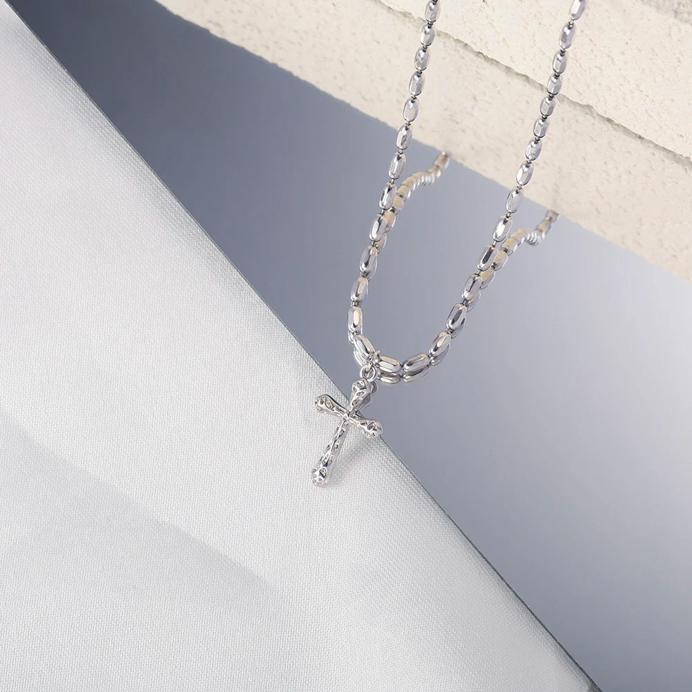 Real Pure 925 Sterling Silver Simple Cross Pendant Necklaces for Men and Women Couples Viking Christian Jewelry Ships from USA