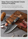 SHANGDAO Damascus Butcher Knife 7 inch, Viking Cleaver Kitchen Knives with Leather Sheath - Hand Forged Resin & Wood Handle