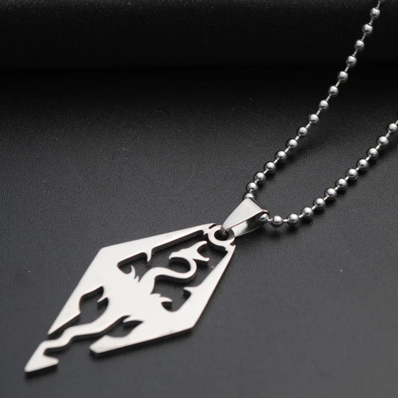 Stainless Steel Charms Viking Dragon Skull Pendant Necklace Women Men's Fashion Biker Rock Punk Jewelry Antique Retro Chain Gift