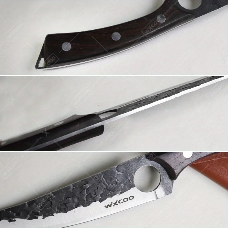 1 PC High Carbon Steel Boning Knife with Sheath Professional Kitchen Knife Multipurpose Fruit Vegetable Meat Fish Cleaver Sharp