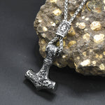 Norse Vikings Thor's Hammer Mjolnir Scandinavian Rune Amulet Keychain Stainless Steel Vegvisir Anchor Pendant Male Jewelry