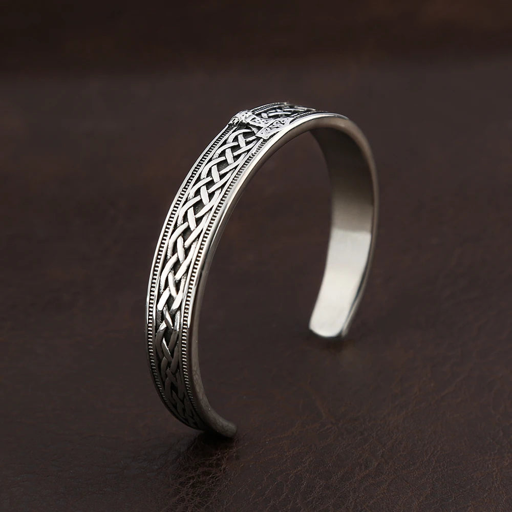 Vintage Stainless Steel Men's Handmade Nordic Rune With Viking Thor's Hammer Bracelet Fashion Amulet Jewelry Gifts Dropshipping