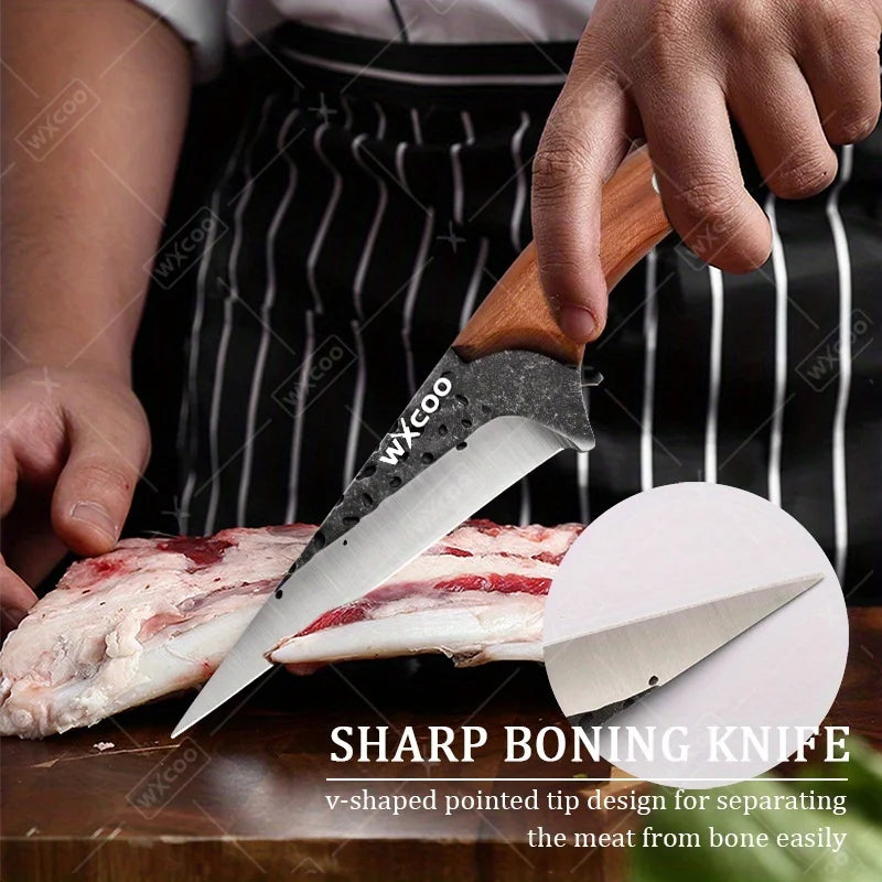1PC/3PCS Stainless Steel Kitchen Boning Knife Chef Knife Multipurpose Kitchen Tools Wooden Handle Slicing Filleting Peeling