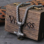 Stainless Steel 2cm Small Thor's Hammer Necklace - Wooden Box as Gift - Viking Necklace
