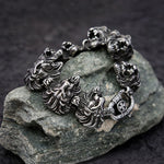 Punk Vintage Lion Heads Chain Bracelet Stainless Steel Hip Hop Biker Viking Animal Bangles For Men Heavy Party Jewelry Wholesale