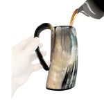 Handcrafted Viking Drinking Horn Mug - Rustic Coffee & Whiskey Cup with Handle
