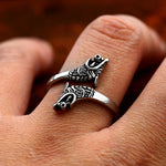 Fashion Vintage Stainless Steel Viking Dragon Head Rings Gothic Biker High Quality Animal Ring Men's Creative Jewelry Adjustable