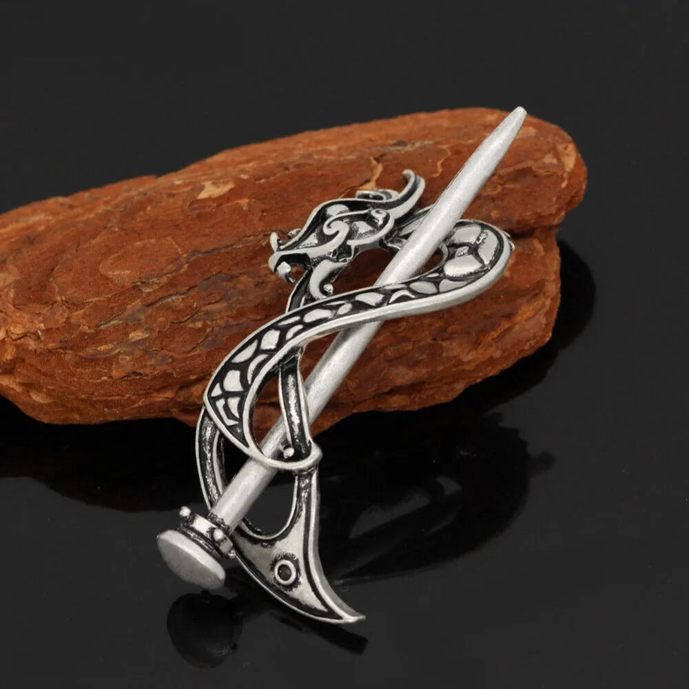 5 Pcs Viking Celtic Long Hair Clips - Vintage Silver Celtic Knot Hair Stick Jewellery Hair Slide and Metal Hairpin Barrettes