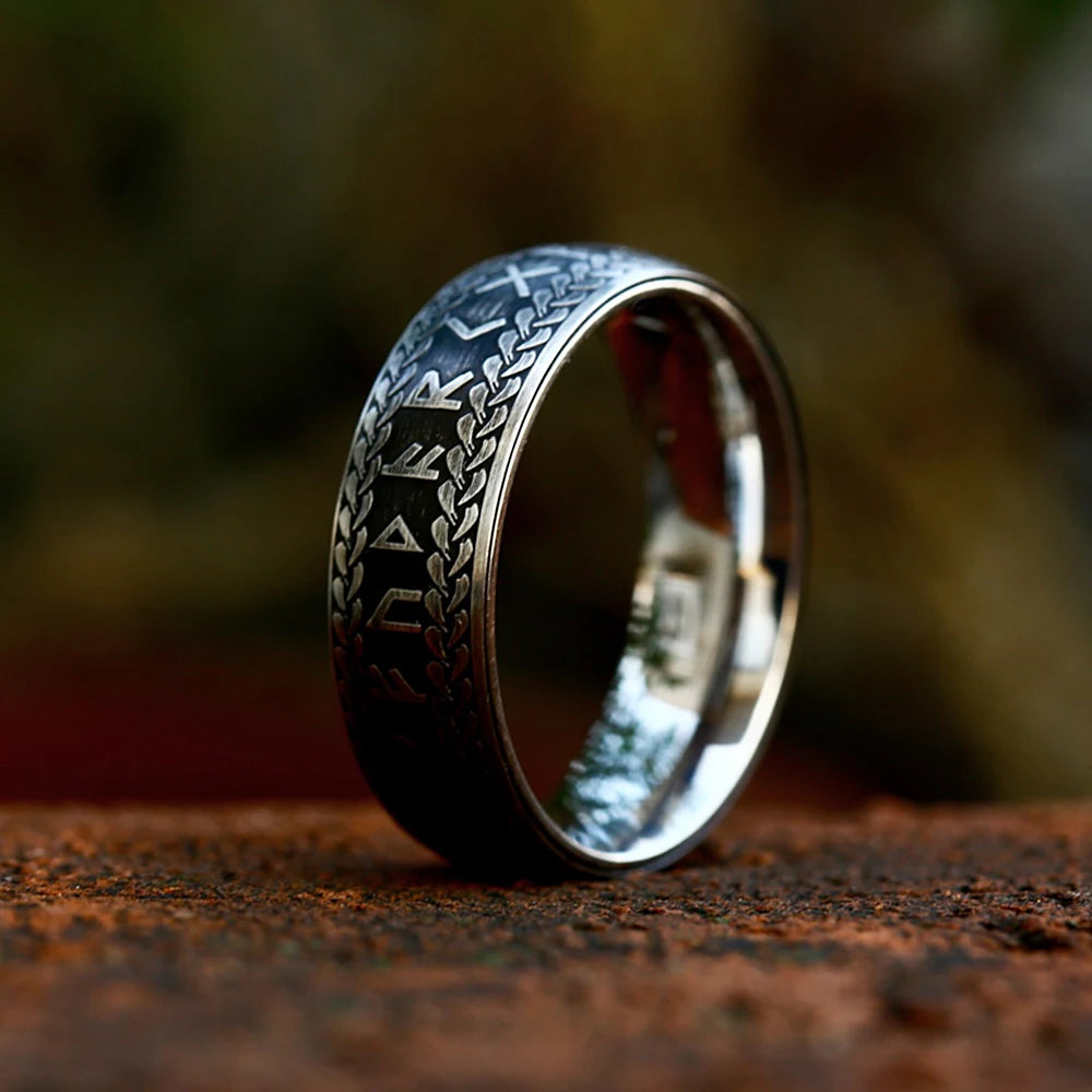 Vintage Stainless Steel Nordic Viking Rune Ring For Men Women Fashion Viking Couple Amulet Rings Party Jewelry Gifts Wholesale