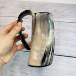 Handcrafted Viking Drinking Horn Mug - Rustic Coffee & Whiskey Cup with Handle