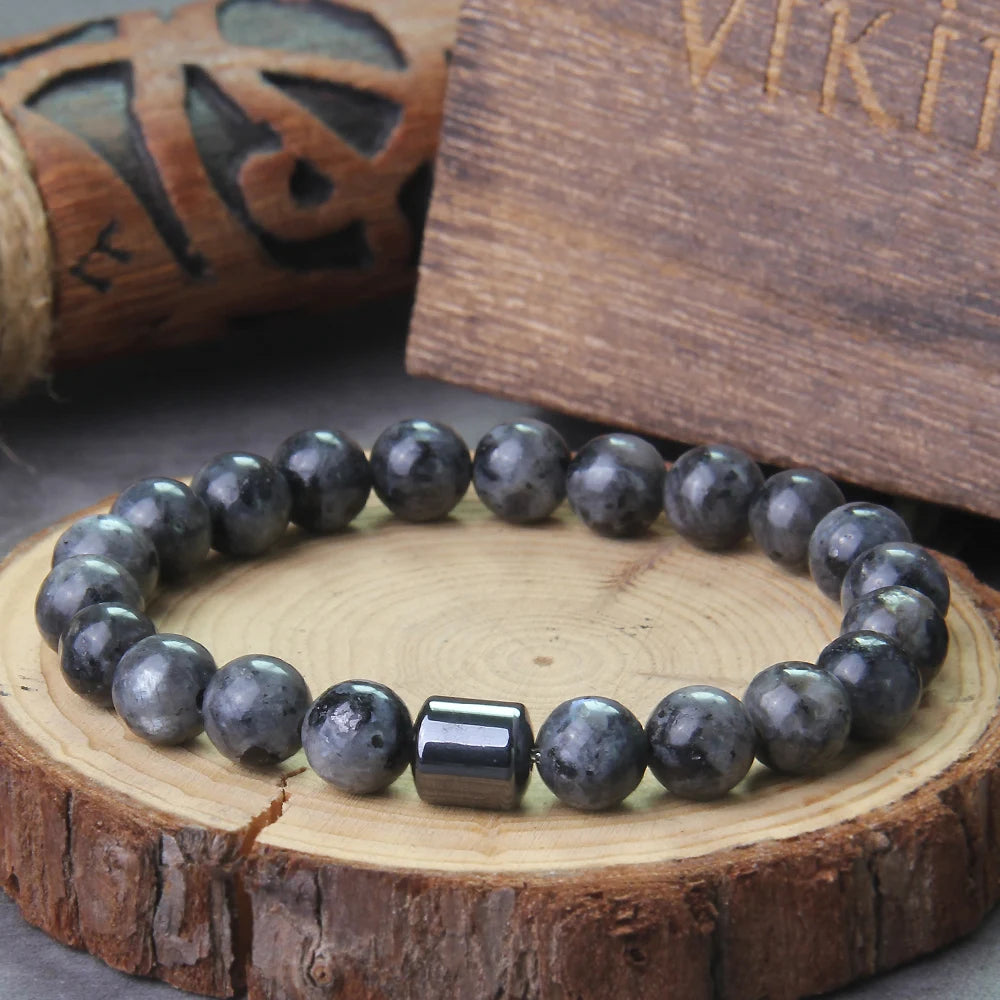 Stainless steel Runes Beads Men Bracelet Viking Rune Bracelet Fashion Charm Beads Bracelet wooden box
