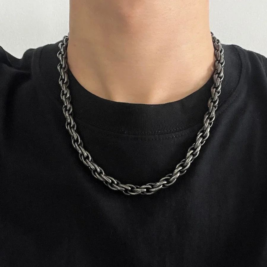 Vintage Oxidized Black Link Chain Bracelets For Men Motocycle Cuban Chain Stainless Steel Punk Rock Biker Jewelry Gifts