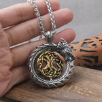Fashion Gold Color rotating life tree in Amulet ouroboros Pendant Necklace with vikings wood box as men gift