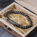 Vintage Chain Link Men Bracelet Handmade Punk Rock Stainless Steel Motorcycle Bracelets Male Hand Jewelry Boyfriend with box