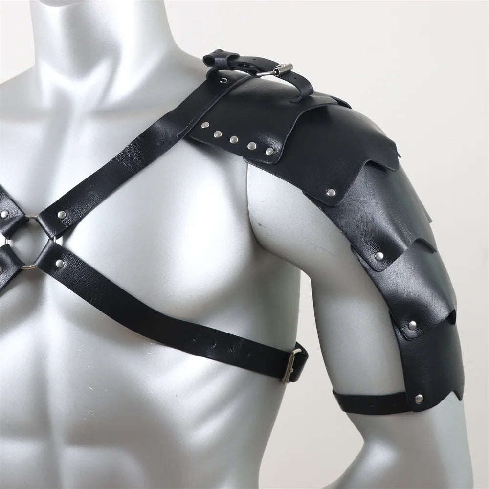 Medieval leather wide waistband brave knight role-playing Viking wristband Halloween Coplay shoulder armor accessory set