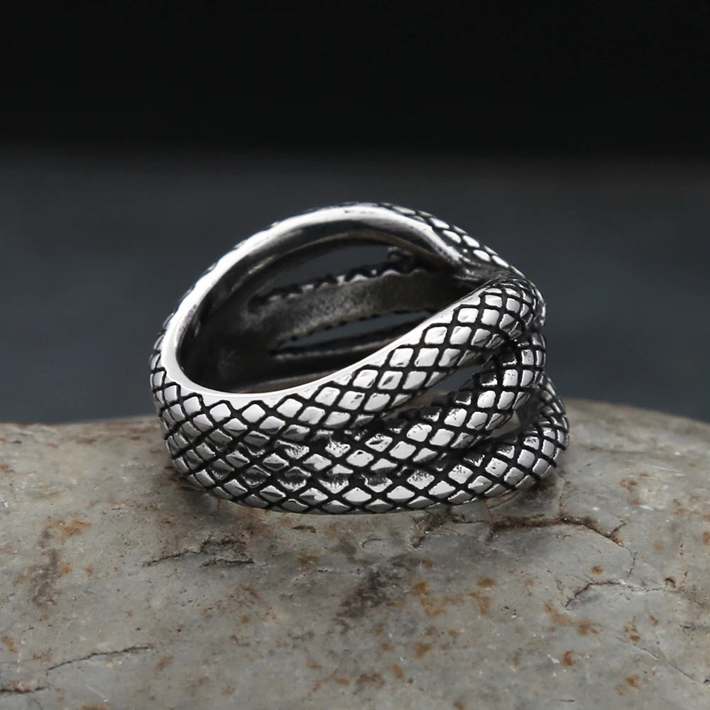 Vintage Fashion Snake Ring 316L Stainless Steel Punk Hip Hop Viking Animal Rings For Men Women Creative Jewelry Gifts Wholesale