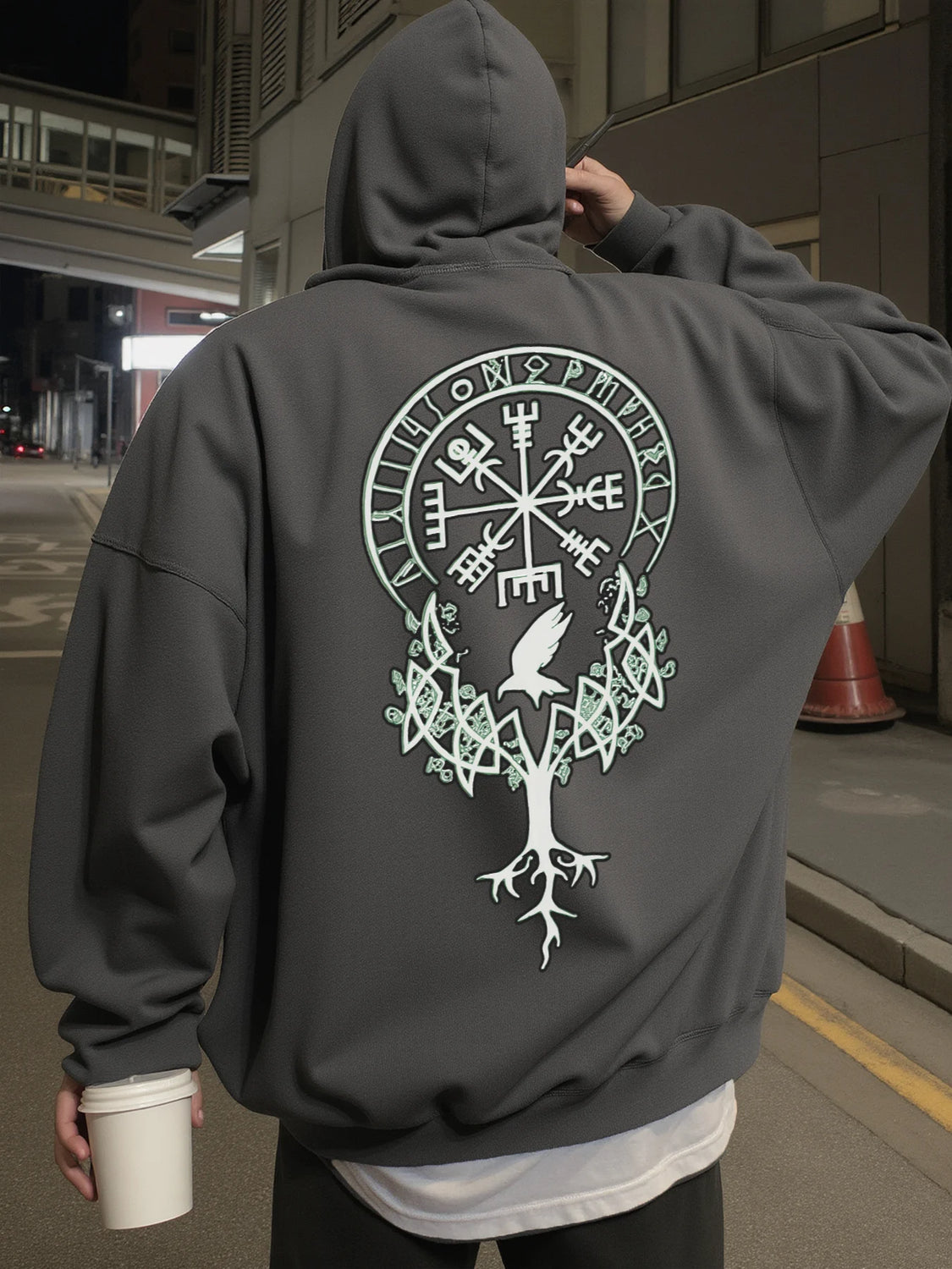 Hoodie for Men, Streetwear Viking Rune Design Graphic Hoodies for Men, Suitable for Wearing in Spring, Autumn, and Winter Sweatshirt
