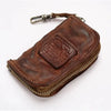 Viking Style Key Case Top Layer Cowhide Key Wallet, Large Capacity Retro Distressed Card Holder with Multi-function