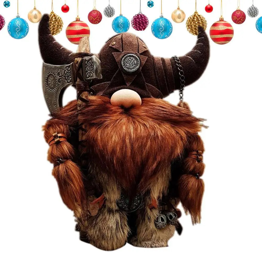 Viking Gnomes Durable And Reusable Resin Tabletop Statue Decor Plush Gnome Doll Decoration For Fireplace Christmas Tree