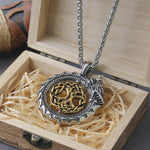 Fashion Gold Color rotating life tree in Amulet ouroboros Pendant Necklace with vikings wood box as men gift
