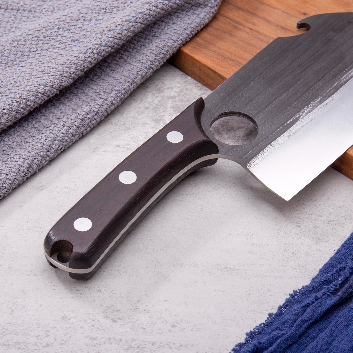 SHANGDAO 7"Deba Knife, Hand Forged Cleaver Butcher Knife for Meat Cutting, Japanese Kitchen Viking Knife with Sheath