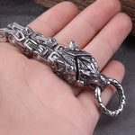 Never Fade Rock Viking Wolf Charm Bracelet Men's Stainless Steel Mesh Chain silver color Wolf Punk Bracelets Biker Jewelry