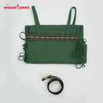 Miccostumes Women's Green Medieval Dress Viking Apron Medieval Strappy Over Dress with Belt