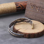 Personality Vintage Feather Silver Color Open Cuff Bracelet for Men Adjustable Bangle Jewelry Wrist Gift with wooden box