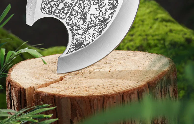Outdoor camping stainless steel high hardness wolf axe, hiking and logging road axe, jungle road axe, the best gift for men